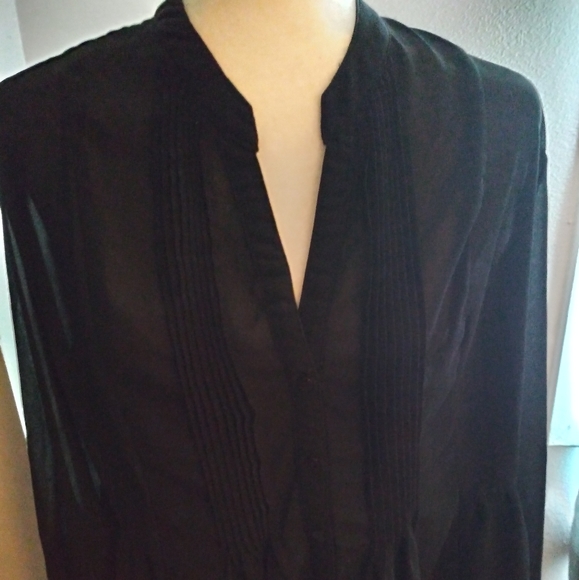 WET SEAL + Tops - BLACK SHEER TUXEDO BLOUSE
